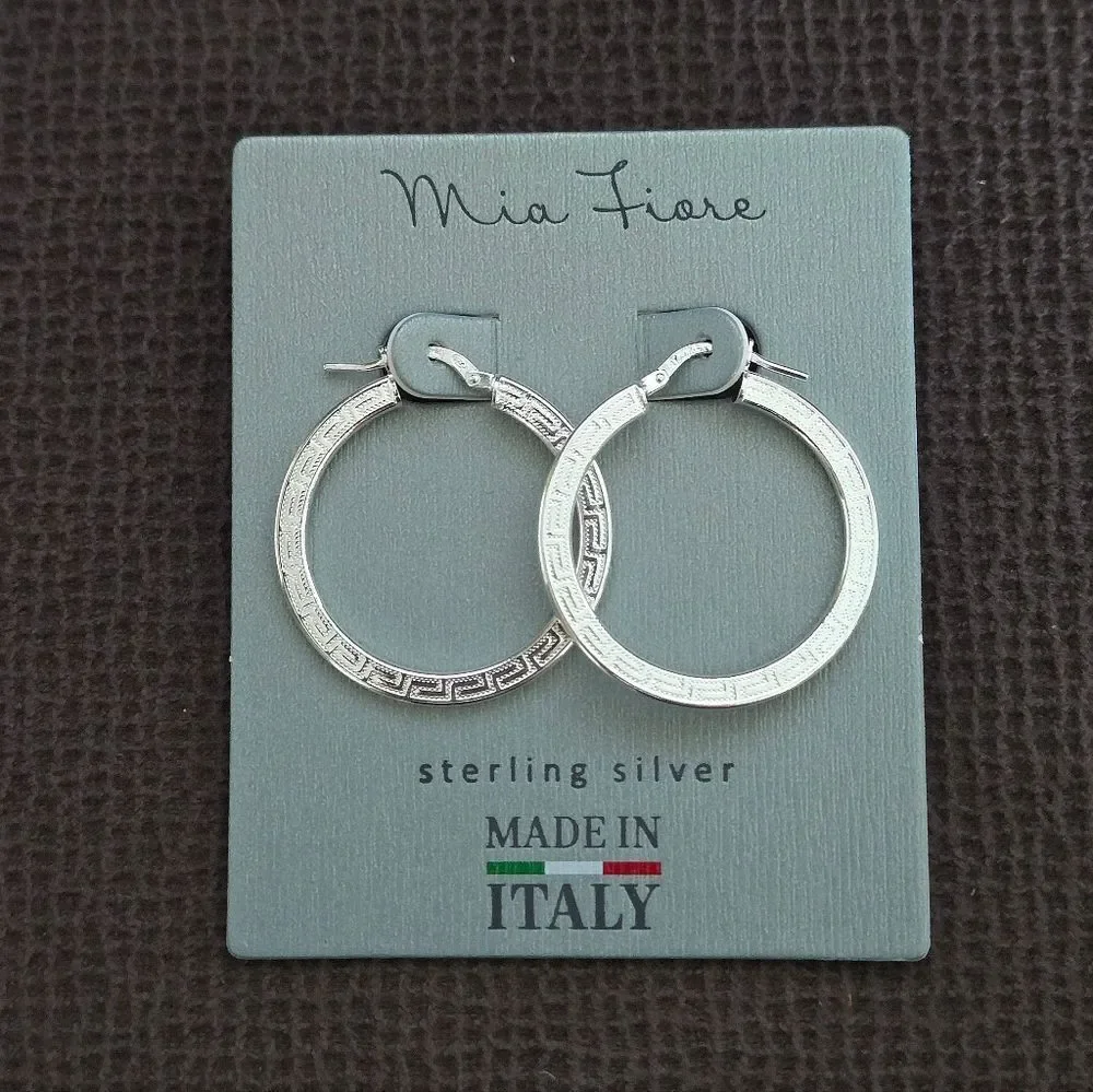 Mia Fiore Silver🤍 Greek🇬🇷 Key🔑 Hoop Earrings